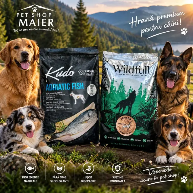 Hrană premium pentru câini Kudo și Wildfull la PET SHOP MAIER